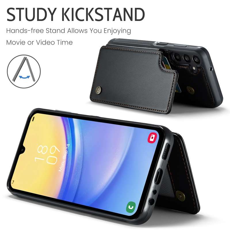 For Samsung Galaxy A15 CaseMe C22 Litchi Texture RFID Anti-theft Leather Phone Case(Black)