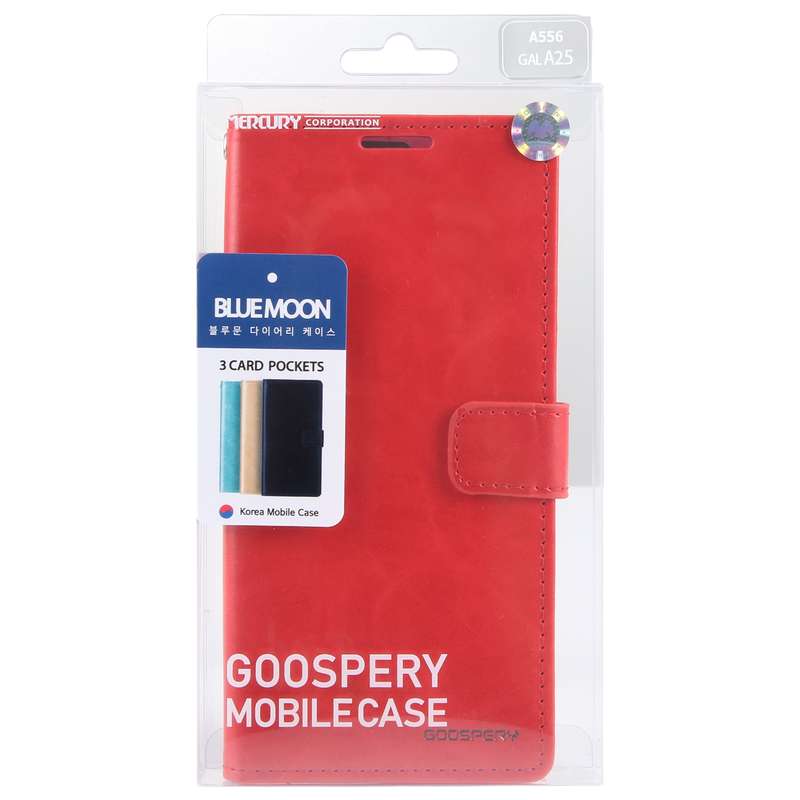 For Samsung Galaxy A25 GOOSPERY BLUE MOON Crazy Horse Texture Leather Phone Case(Red)