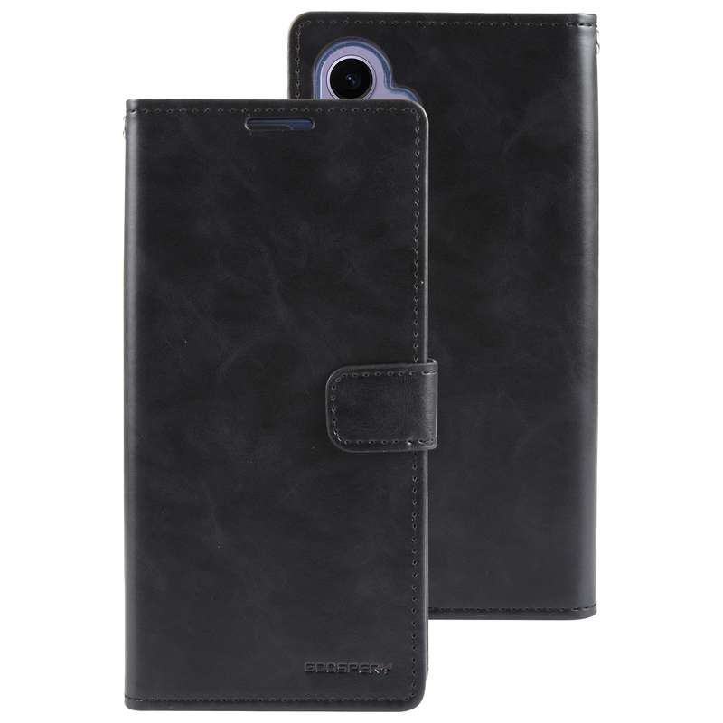 For Samsung Galaxy S24 5G GOOSPERY MANSOOR DIARY 9 Card Slots Leather Phone Case(Black)