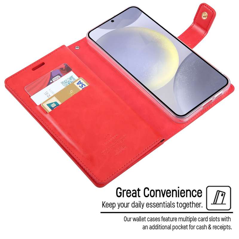 For Samsung Galaxy S24 5G GOOSPERY MANSOOR DIARY 9 Card Slots Leather Phone Case(Black)