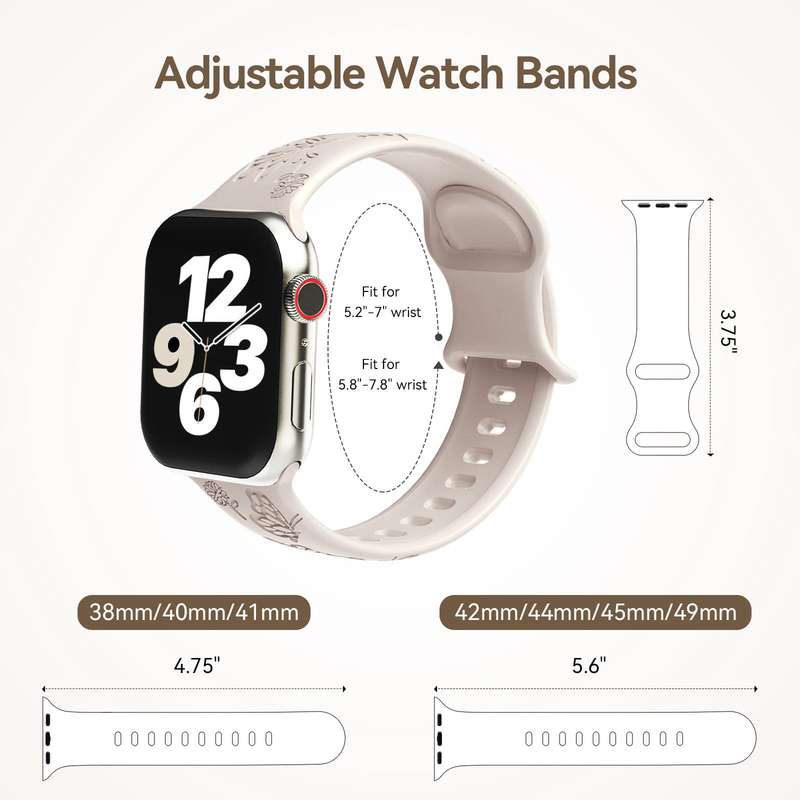 For Apple Watch Series 5 40mm Butterfly Flower Embossed Silicone Watch Band(Starlight)