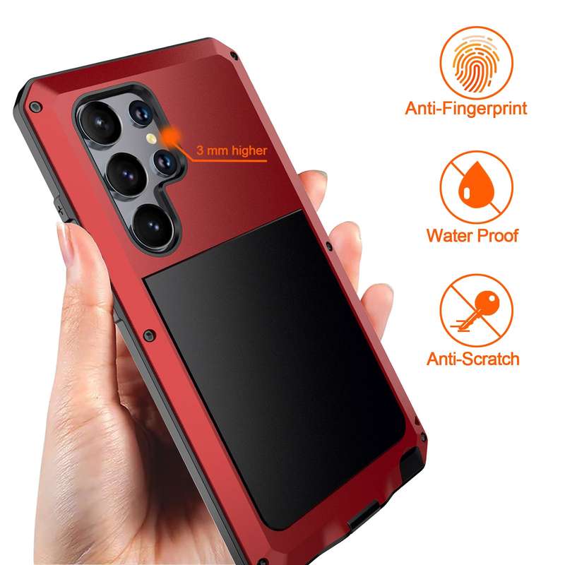 For Samsung Galaxy S24 Ultra 5G Shockproof Life Waterproof Silicone + Zinc Alloy Phone Case(Red