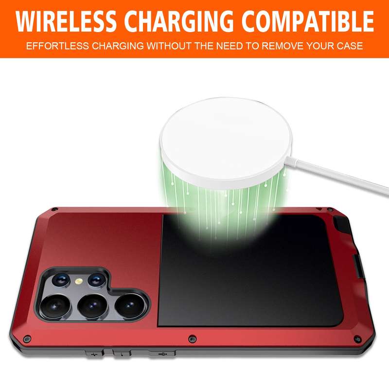 For Samsung Galaxy S24 Ultra 5G Shockproof Life Waterproof Silicone + Zinc Alloy Phone Case(Red