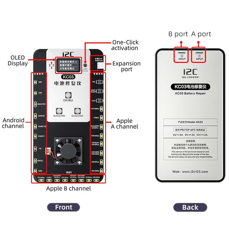 i2C KC03 Multi-function Battery Activation Detection Repair Device for iPhone 6-15 Pro Max / Android