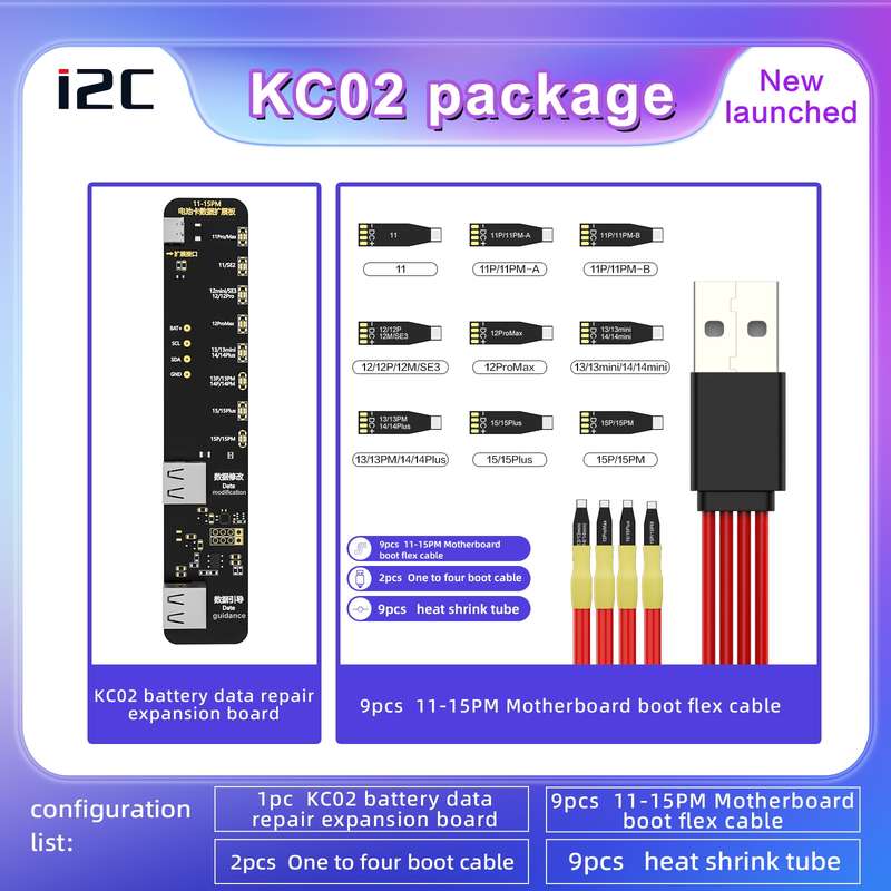 i2C KC02 Battery Data Repair Expansion Board Modifying Battery Efficiency for iPhone 11-15 Pro Max