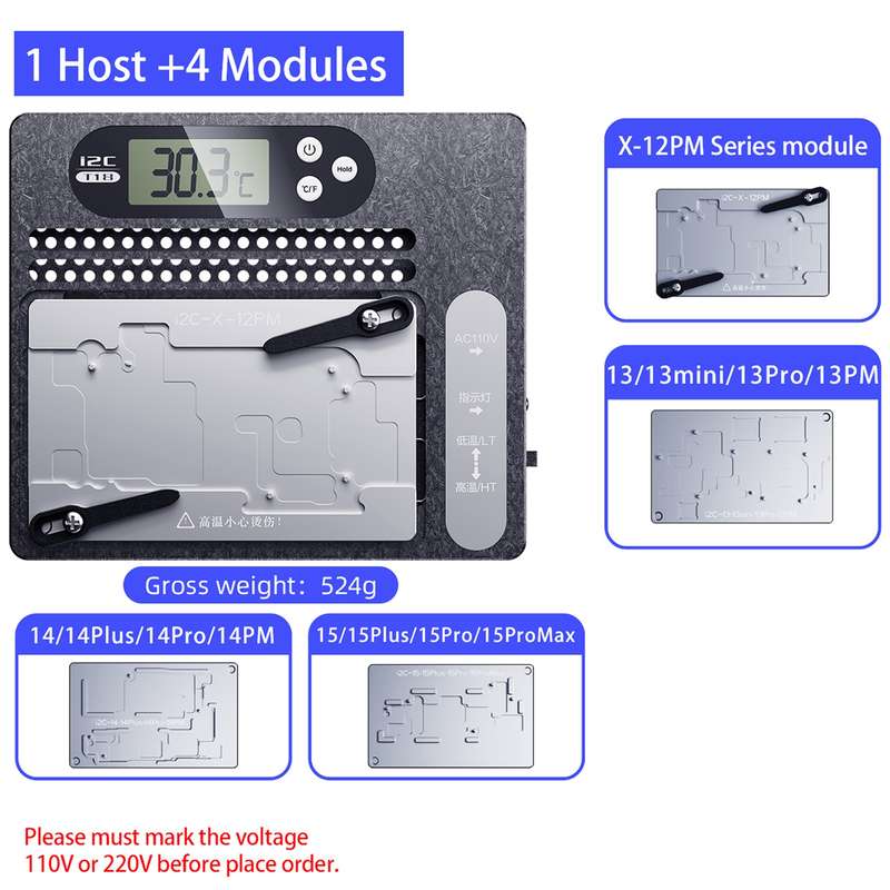 i2C T18 LCD Display PCB Motherboard Layered Desoldering Station For iPhone X-15 Pro Max, US Plug
