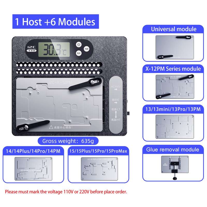 i2C T18 LCD Display PCB Motherboard Layered Desoldering Station For iPhone X-15 Pro Max with Glue Re