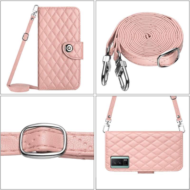 For Xiaomi Poco F5 Pro / Redmi K60 Rhombic Texture Flip Leather Phone Case with Long Lanyard(Co
