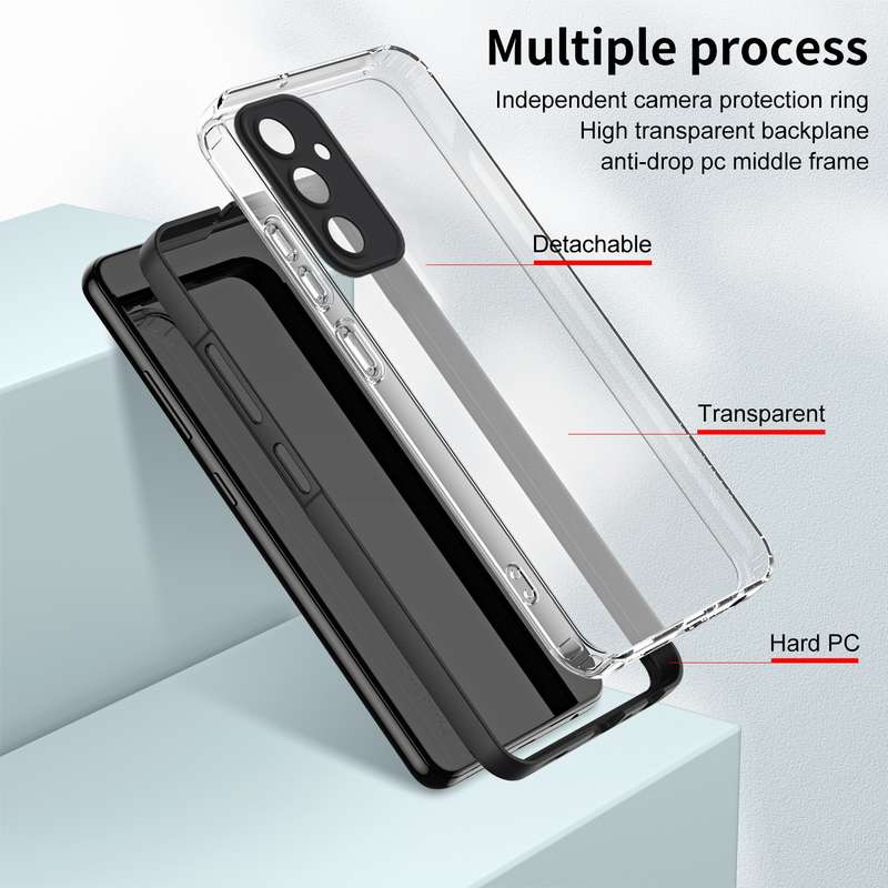 For Samsung Galaxy A35 3 in 1 Clear TPU Color PC Frame Phone Case(White)