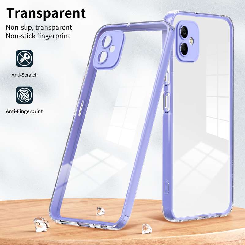 For Samsung Galaxy A05e 3 in 1 Clear TPU Color PC Frame Phone Case(Purple)