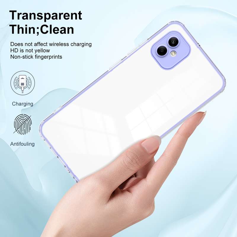 For Samsung Galaxy A05e 3 in 1 Clear TPU Color PC Frame Phone Case(Purple)