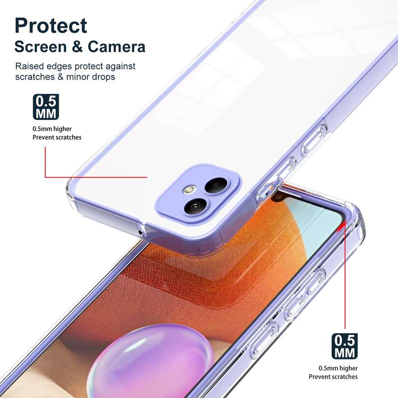For Samsung Galaxy A05e 3 in 1 Clear TPU Color PC Frame Phone Case(Purple)