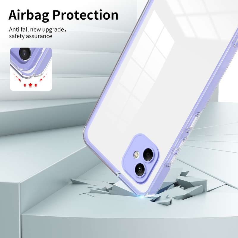 For Samsung Galaxy A05e 3 in 1 Clear TPU Color PC Frame Phone Case(Purple)
