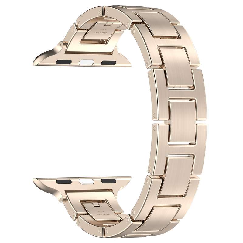 For Apple Watch Series 3 38mm H Slim Stainless Steel Watch Band(Starlight)