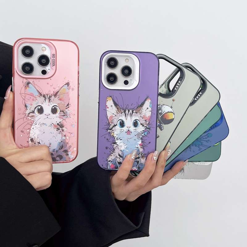 For iPhone 14 Pro Dual-sided IMD Animal Graffiti TPU + PC Phone Case(Running Dog)