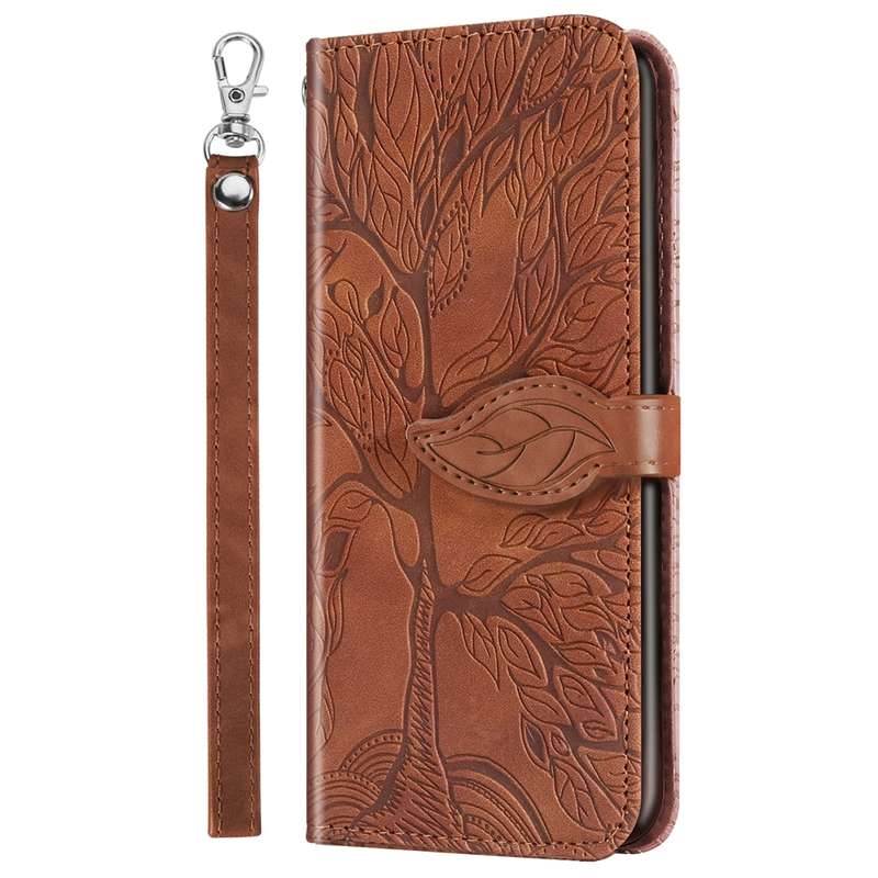 For Xiaomi Redmi 13C 4G / 5G Life Tree Embossing Pattern Leather Phone Case(Brown)