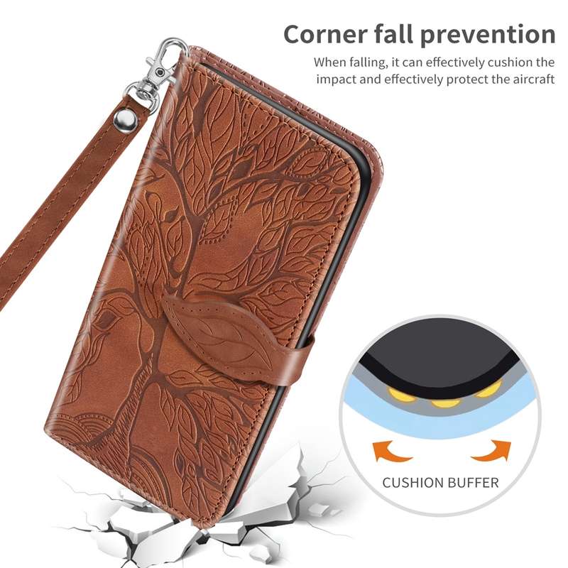 For Xiaomi Redmi 13C 4G / 5G Life Tree Embossing Pattern Leather Phone Case(Brown)