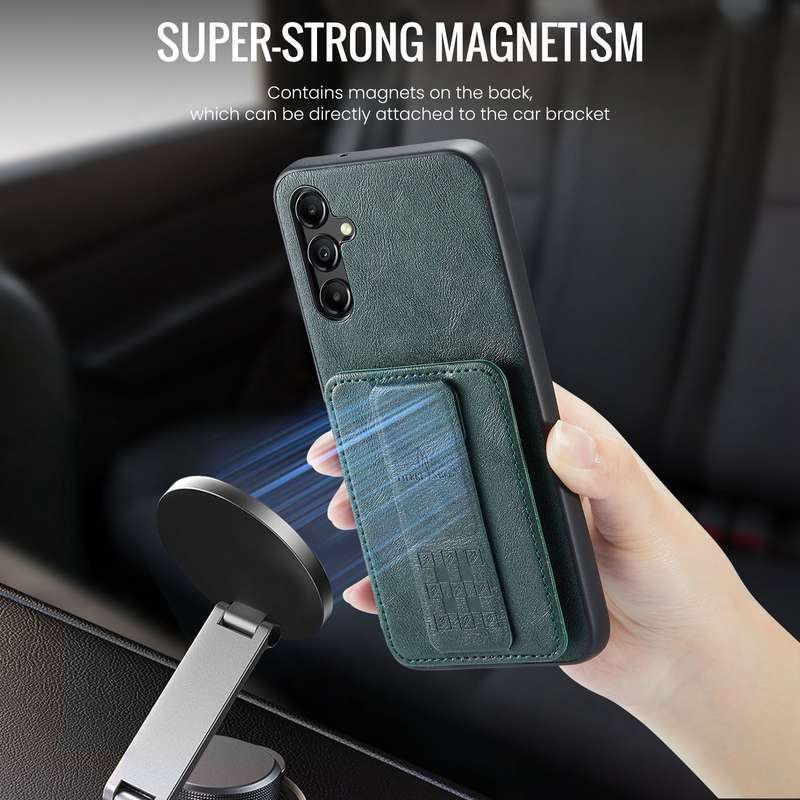 For Samsung Galaxy A13 5G Fierre Shann Oil Wax Cow Leather Card Holder Back Phone Case(Green)