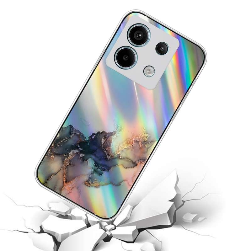 For Xiaomi Poco X6 5G Laser Marble Pattern Clear TPU Protective Phone Case(Black)