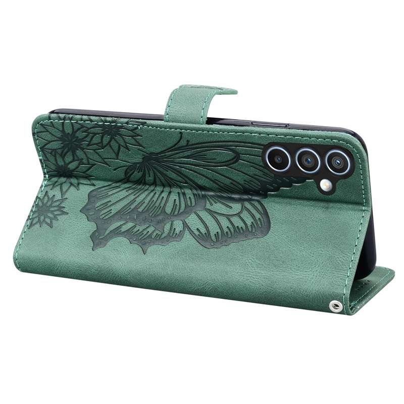 For Samsung Galaxy A55 5G Retro Skin Feel Butterflies Embossing Horizontal Flip Leather Phone C