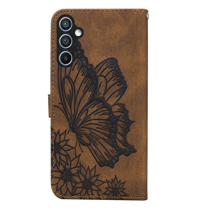 For Samsung Galaxy A55 5G Retro Skin Feel Butterflies Embossing Horizontal Flip Leather Phone C