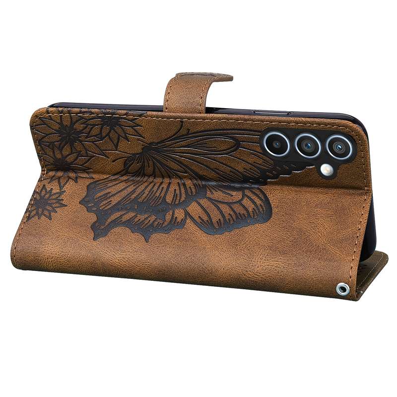 For Samsung Galaxy A55 5G Retro Skin Feel Butterflies Embossing Horizontal Flip Leather Phone C