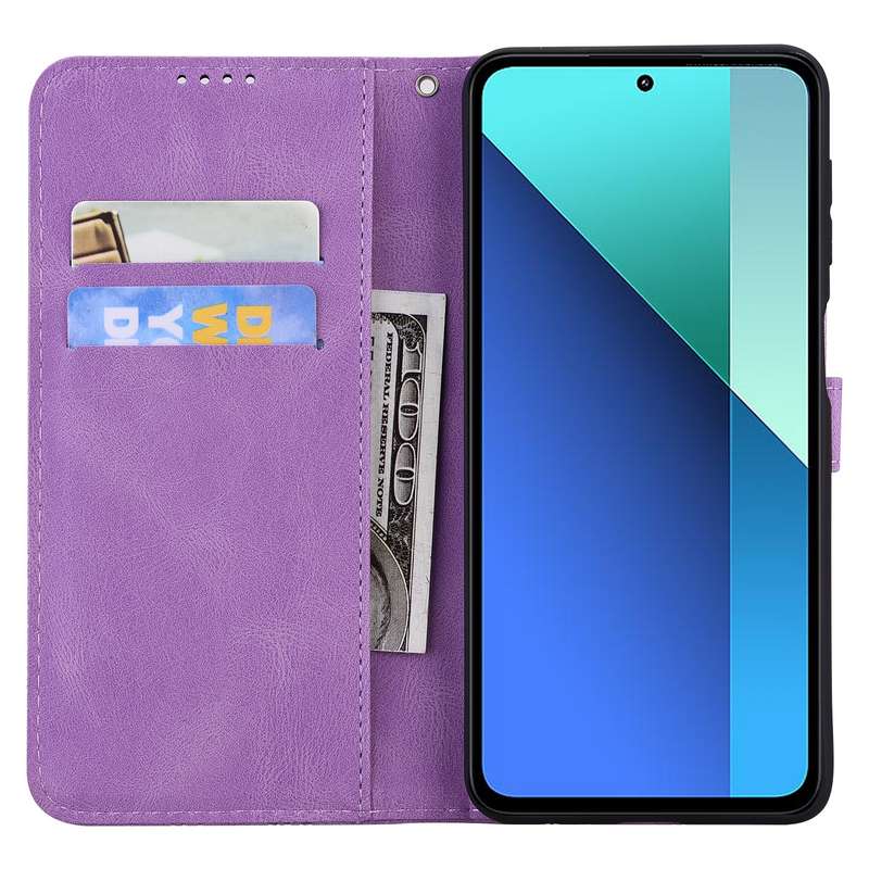 For Xiaomi Redmi Note 13 4G Retro Skin Feel Butterflies Embossing Horizontal Flip Leather Phone
