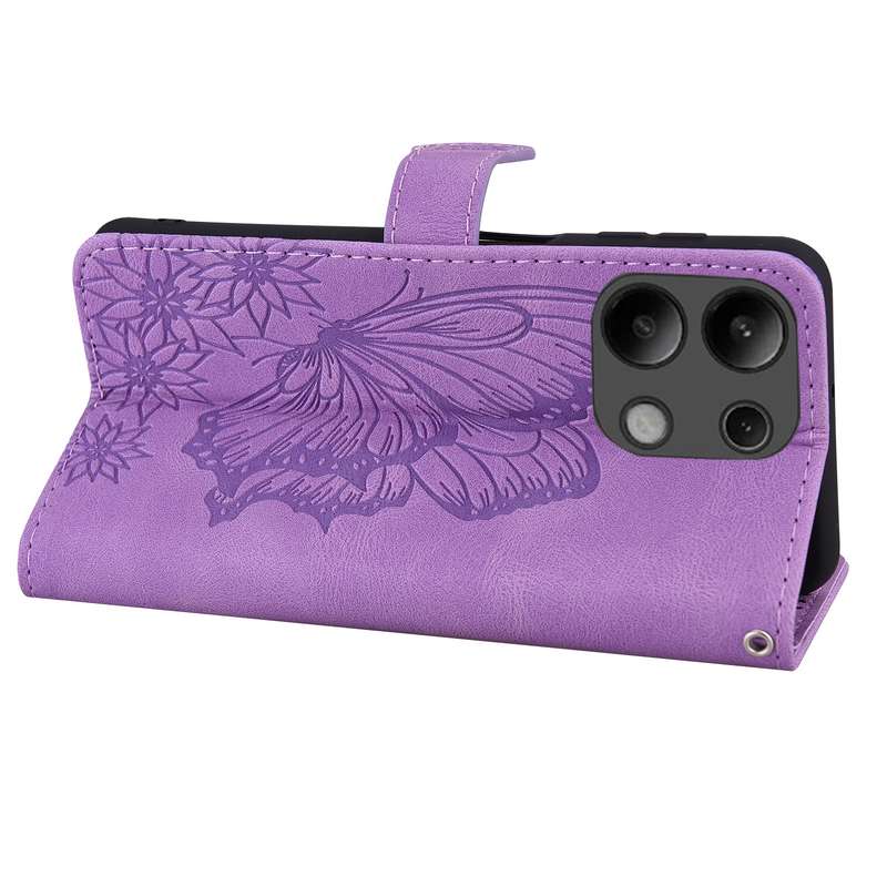 For Xiaomi Redmi Note 13 4G Retro Skin Feel Butterflies Embossing Horizontal Flip Leather Phone