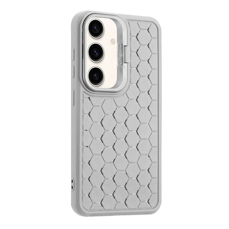 For Samsung Galaxy S24 5G Honeycomb Radiating Lens Holder Magsafe Phone Case(Grey)