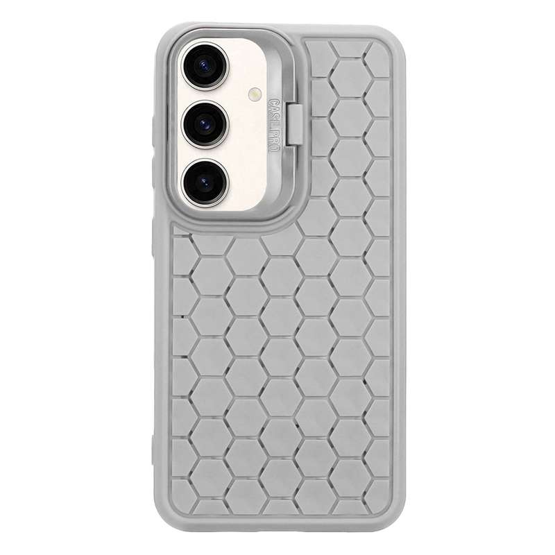 For Samsung Galaxy S24 5G Honeycomb Radiating Lens Holder Magsafe Phone Case(Grey)