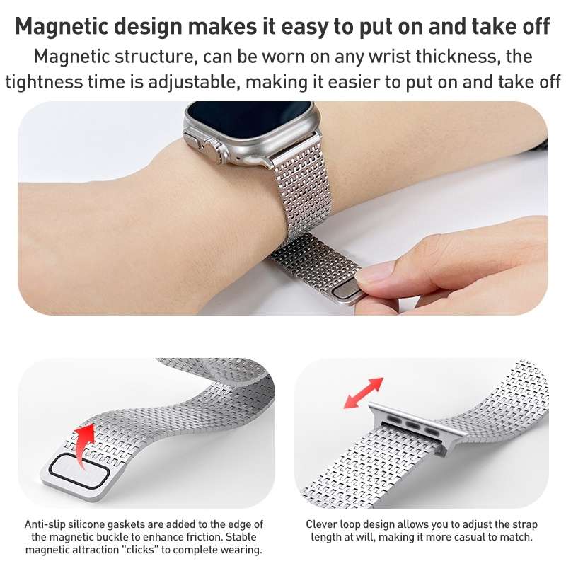 For Apple Watch Series 6 40mm Milanese Loop Magnetic Clasp Stainless Steel Watch Band(Titanium