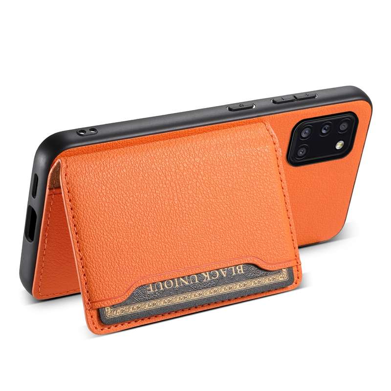 For Samsung Galaxy A31 4G Calf Texture Card Bag Design Full Coverage Phone Case(Orange)