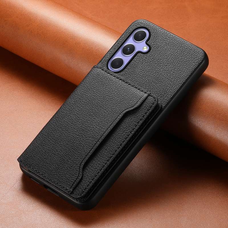 For Samsung Galaxy A54 5G Calf Texture Card Bag Design Full Coverage Phone Case(Black)