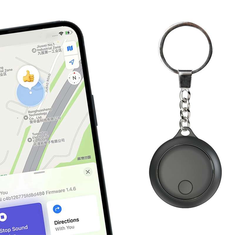 Global Positioning Pet Key Circular Anti-Lost Device Locator(Black)