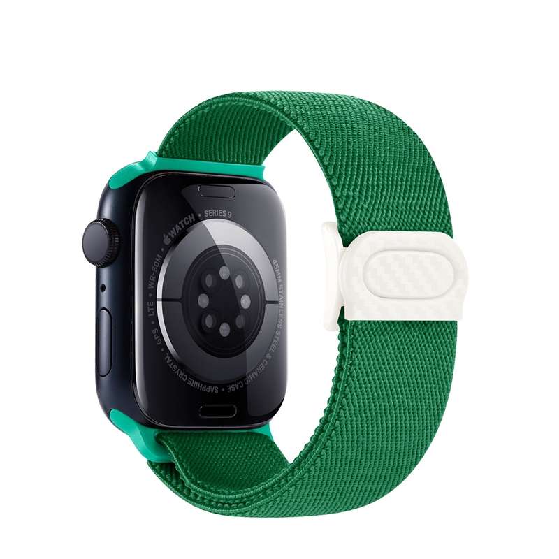 For Apple Watch Series 3 38mm Carbon Fiber Texture Snap Buckle Nylon Watch Band(Green)
