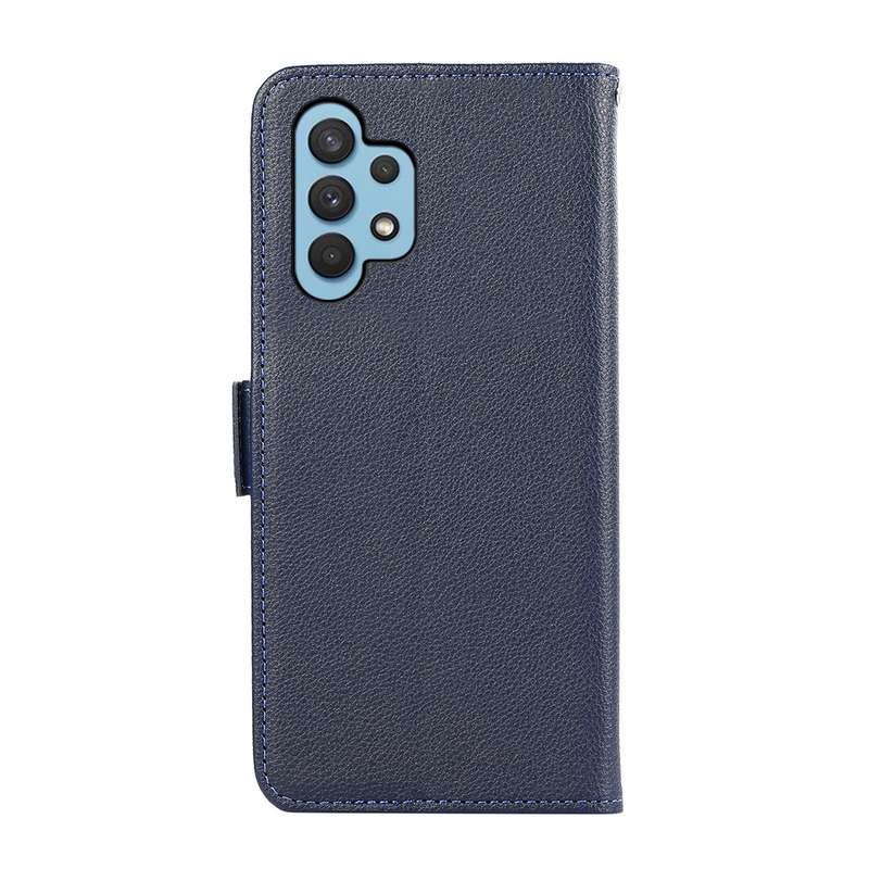 For Samsung Galaxy A32 4G ABEEL Side-Magnetic Litchi Pattern Leather RFID Phone Case(Blue)