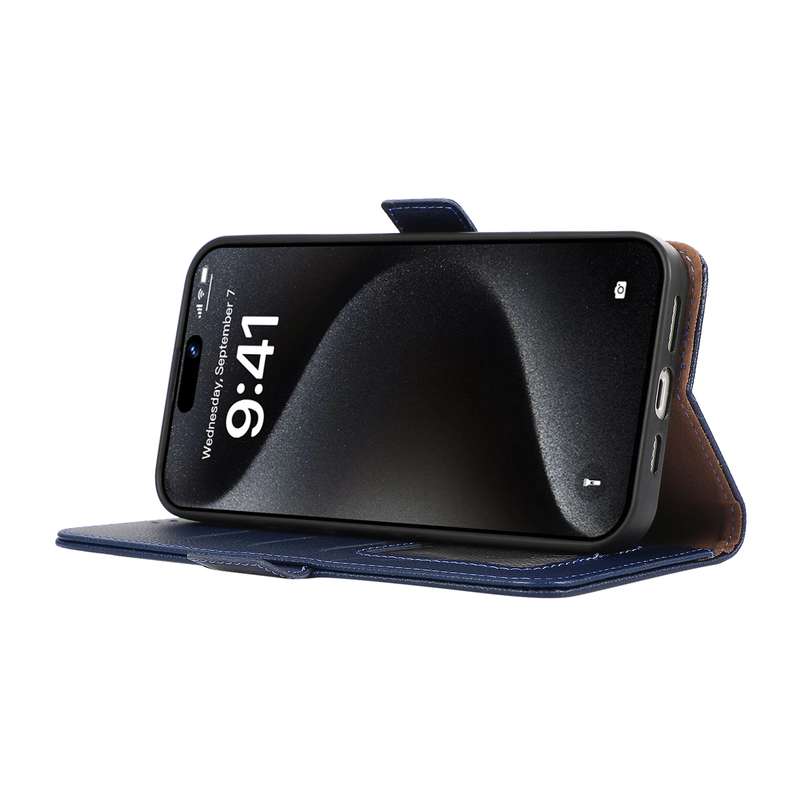 For Samsung Galaxy A32 4G ABEEL Side-Magnetic Litchi Pattern Leather RFID Phone Case(Blue)