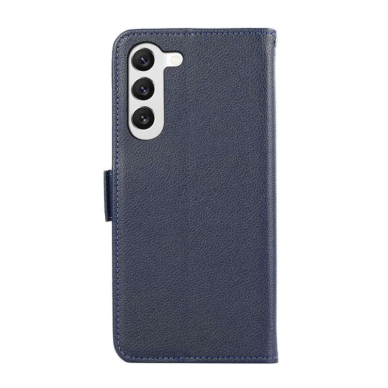 For Samsung Galaxy S22+ 5G ABEEL Side-Magnetic Litchi Pattern Leather RFID Phone Case(Blue)