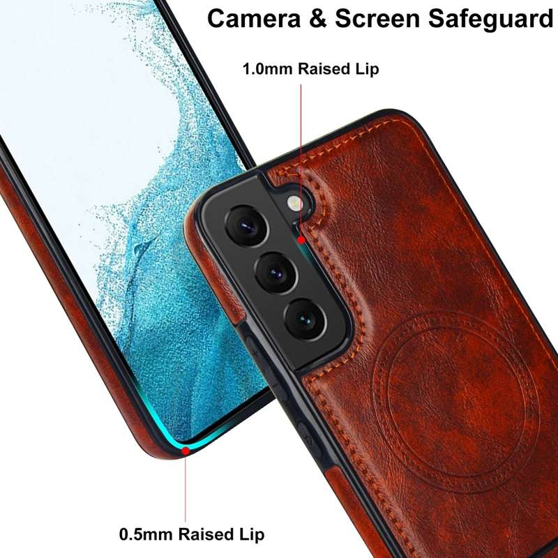 For Samsung Galaxy S22+ 5G Retro Leather Invisible Stand MagSafe Phone Case(Brown)