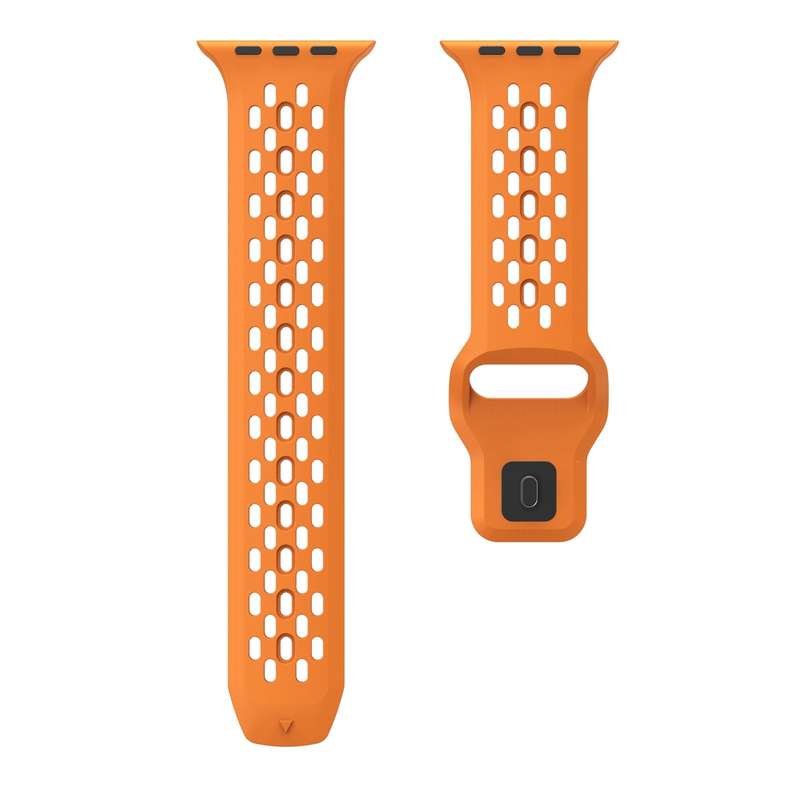 For Apple Watch Series 2 42mm Oval Holes Fluororubber Watch Band(Orange)
