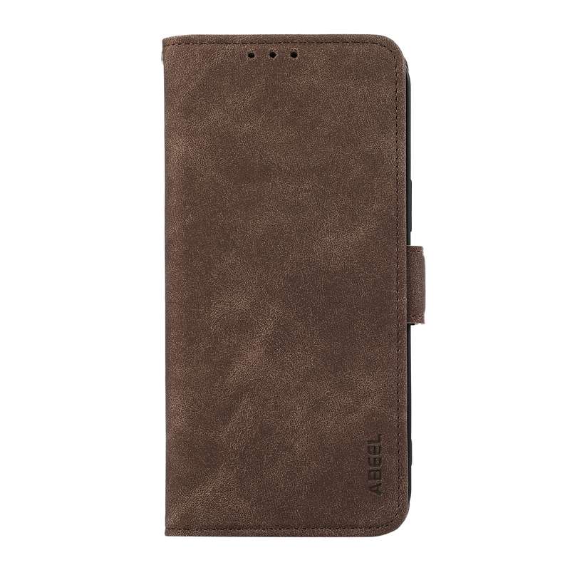 For iPhone 16 Plus ABEEL Frosted Magnetic RFID Leather Phone Case(Brown)