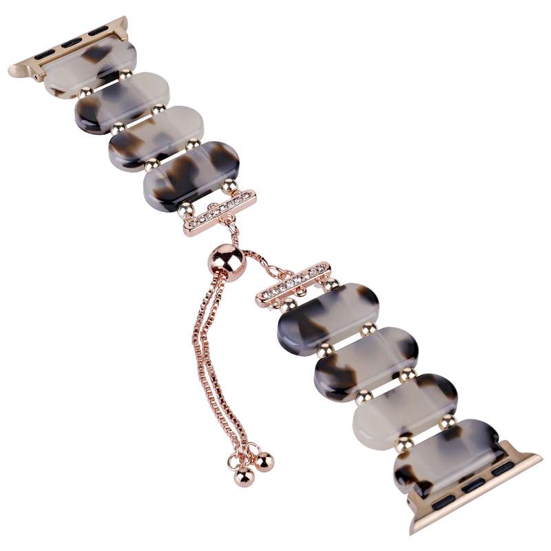 For Apple Watch Series 6 40mm Resin Retractable Chain Watch Band(Brown White)