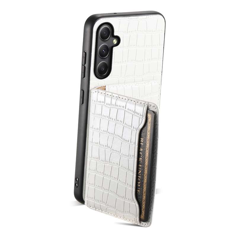 For Samsung Galaxy A34 5G Crocodile Texture Card Bag Design Full Coverage Phone Case(White)