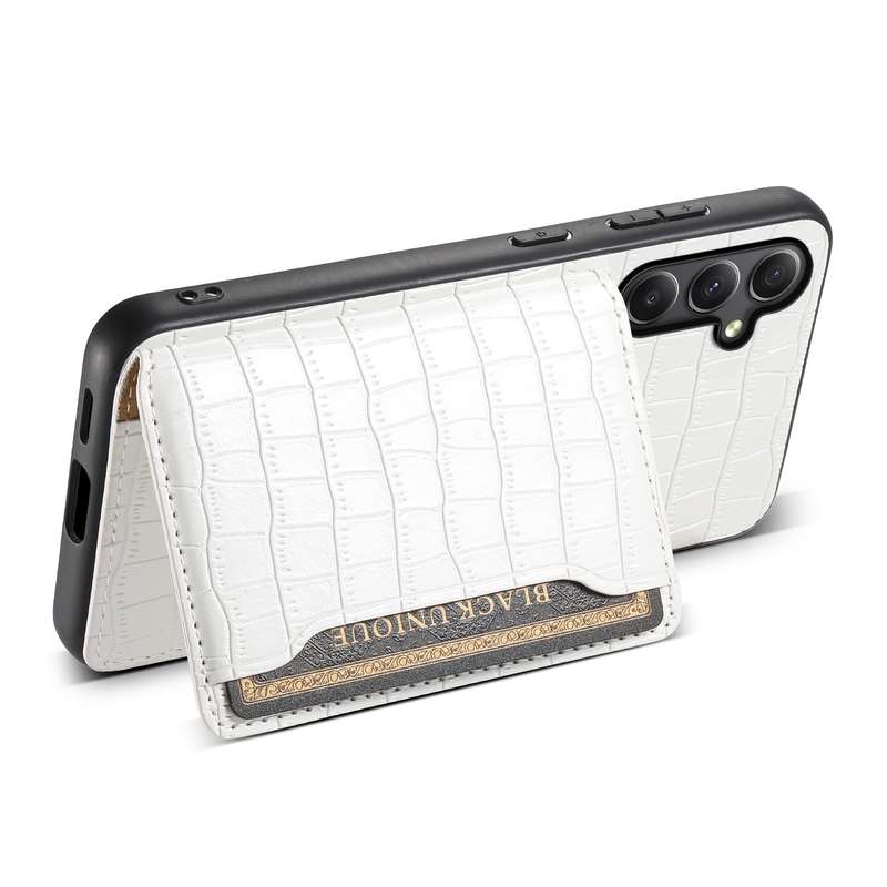 For Samsung Galaxy A34 5G Crocodile Texture Card Bag Design Full Coverage Phone Case(White)