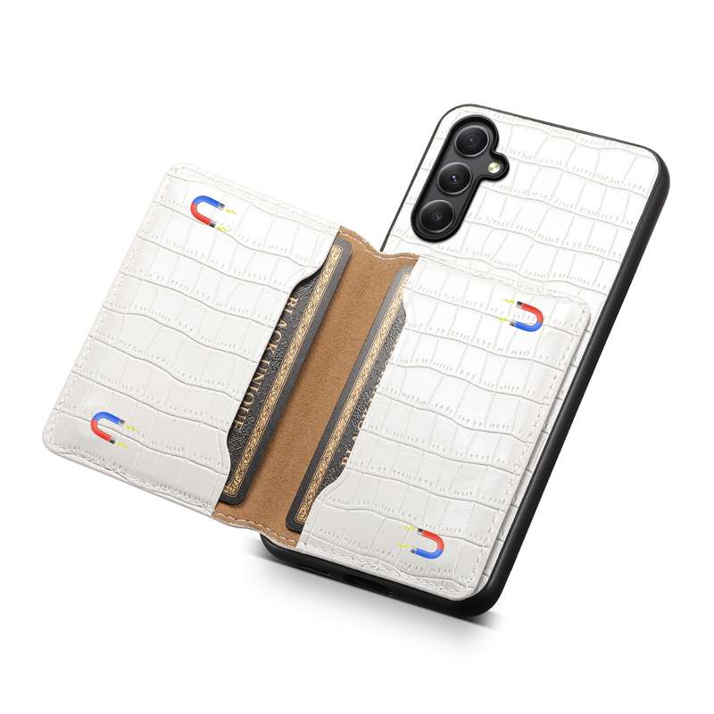 For Samsung Galaxy A34 5G Crocodile Texture Card Bag Design Full Coverage Phone Case(White)
