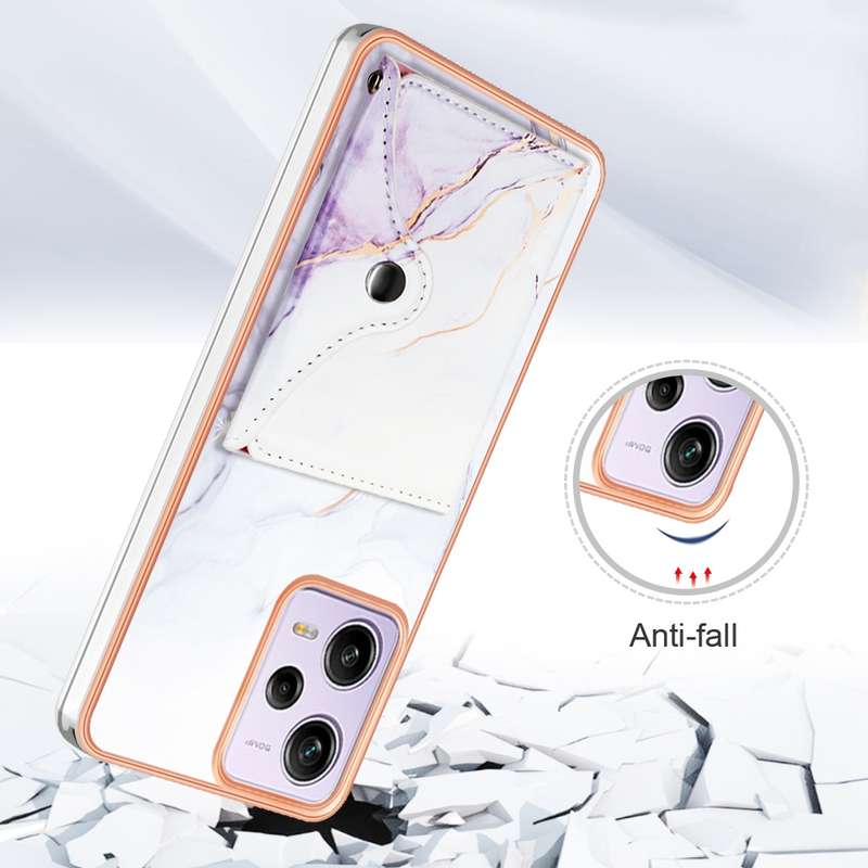 For Xiaomi Redmi Note 12 Pro 5G Global Marble Pattern IMD Card Slot Phone Case(White Purple)