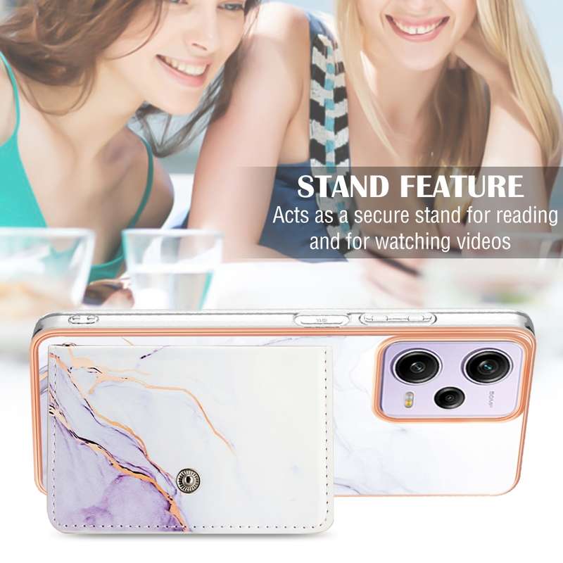 For Xiaomi Redmi Note 12 Pro 5G Global Marble Pattern IMD Card Slot Phone Case(White Purple)