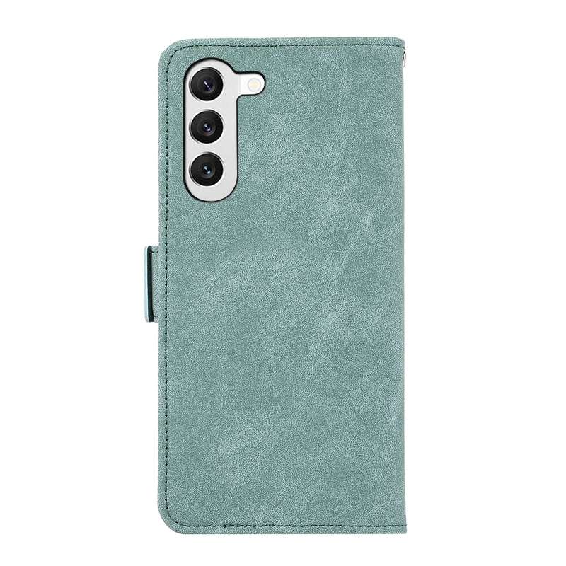 For Samsung Galaxy S22 5G ABEEL Frosted Magnetic RFID Leather Phone Case(Cyan)