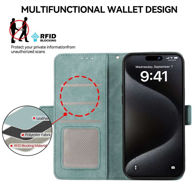 For Samsung Galaxy S22 5G ABEEL Frosted Magnetic RFID Leather Phone Case(Cyan)