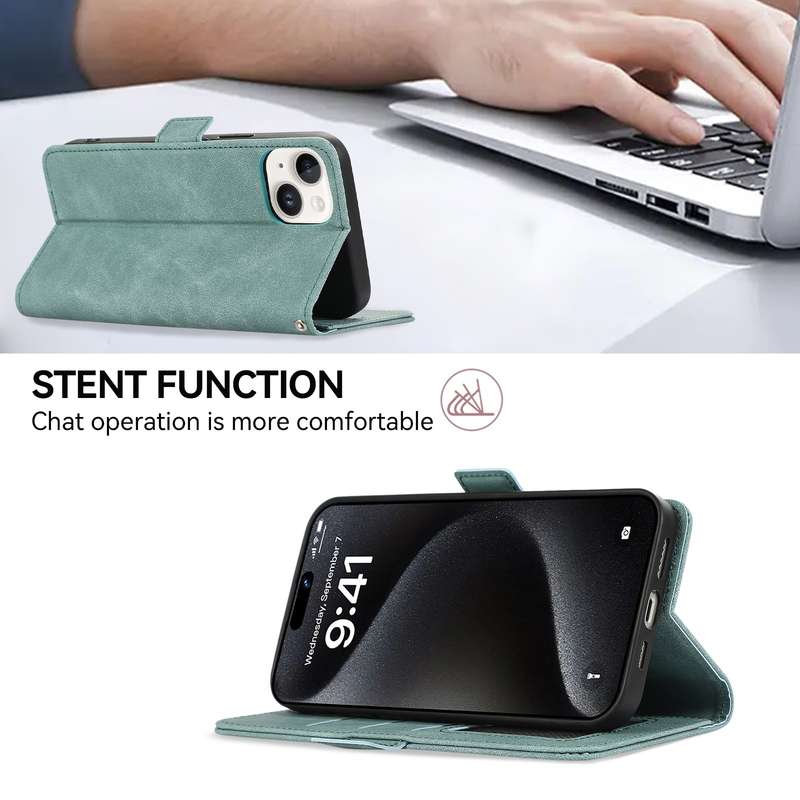 For Samsung Galaxy S22 5G ABEEL Frosted Magnetic RFID Leather Phone Case(Cyan)